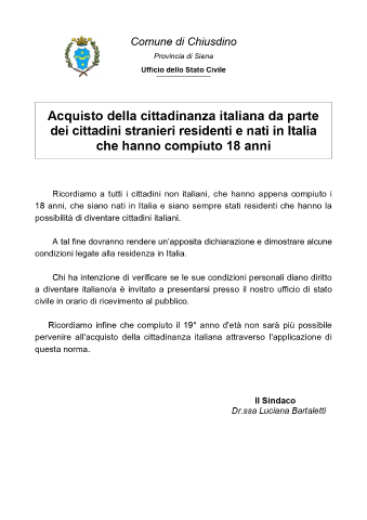 Acquisto cittadinanza italiana al compimento del 18° anno di età per stranieri nati in Italia